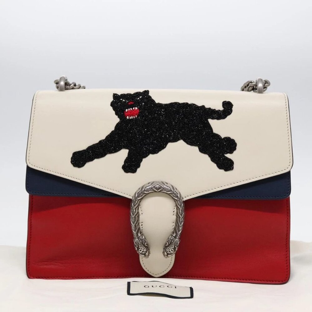 GUCCI Chain Dionysus Panther Shoulder Bag Leather Multicolor 403348 Auth bs1... - Picture 14 of 16